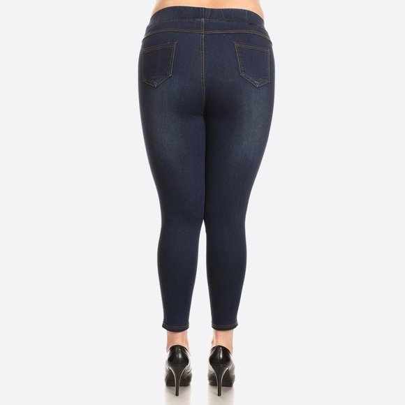 Host Pick - Plus Size Dark Denim Skinny Jeggings - Picture 3 of 4
